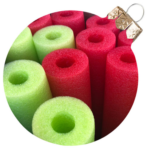 red and green pool noodles