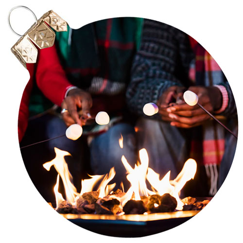 fire pit with roasting marshmallows