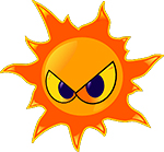 UV rays can damage a hot tub cover angry-sun-by-ocal-clker.com