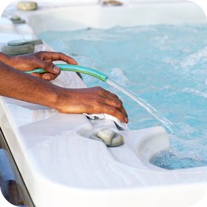 top off or refill the hot tub during regular maintenance and care routines