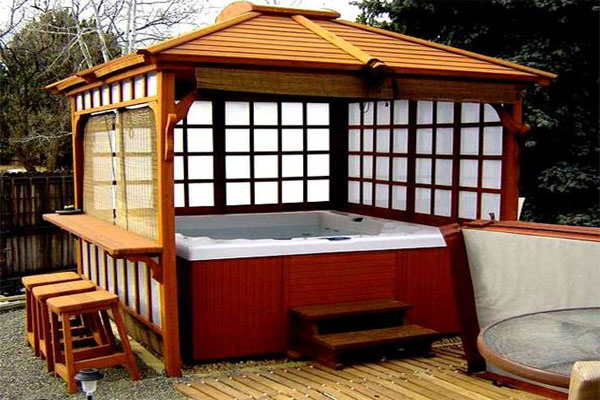 Hot tub gazebo, classic Japanese Hot House style