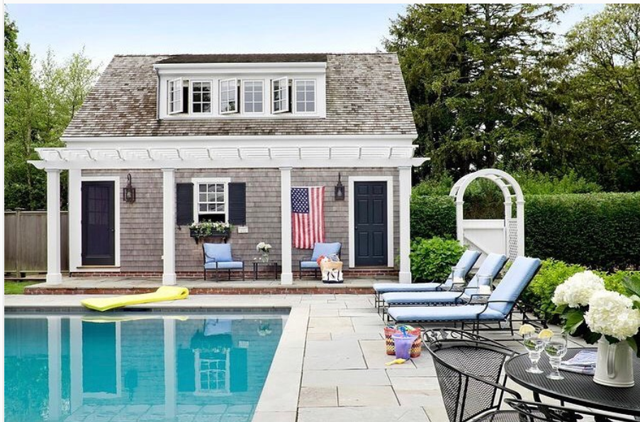 American Flag on poolhouse