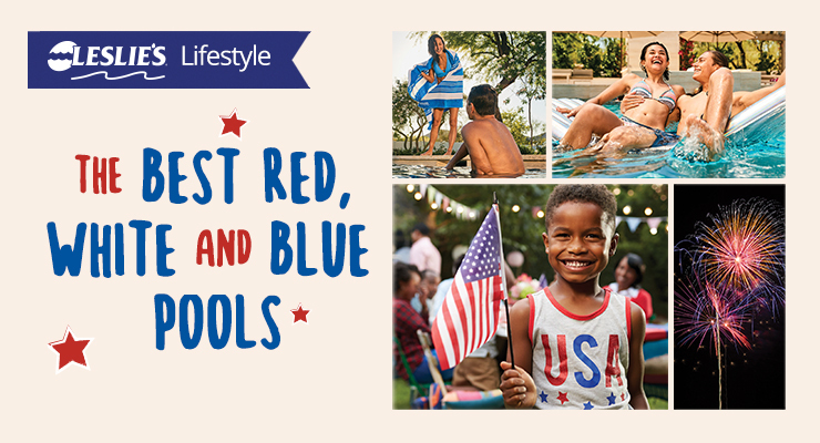 Red, white, and blue swimming pools