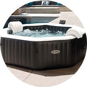 black inflatable intex hot tub