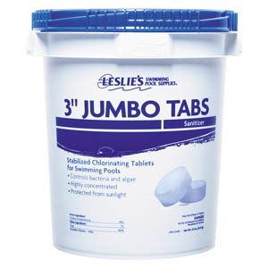 Leslie's 3 inch Jumbo Tabs 35 lbs Stabilized Chlorine bucket product image