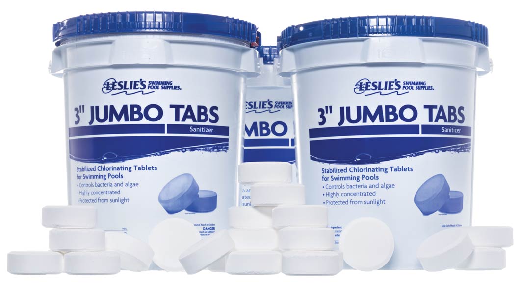 Leslie's 3" Jumbo Tabs stabilized trichlor chlorine tablets for swimming pools