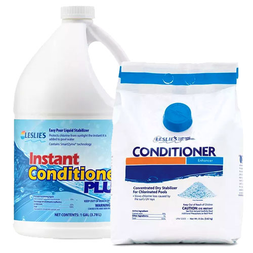 Leslie's Conditioner and Instant Conditioner Plus cyanuric acid and stabilizer for pools