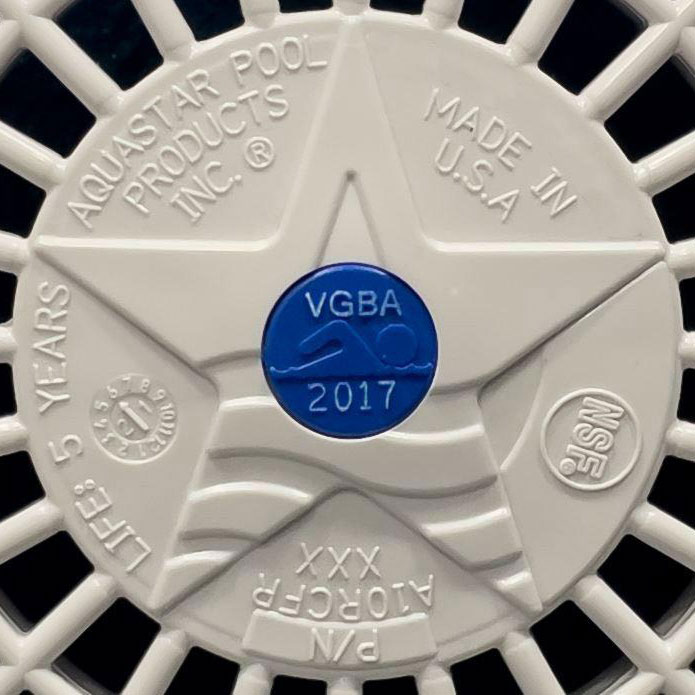 New VGBA-2017 pool drain cover center