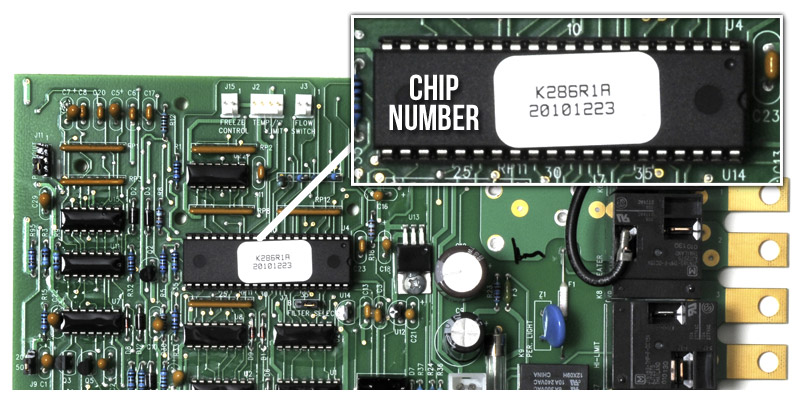 finding the chip number on a circuit board for hot tub
