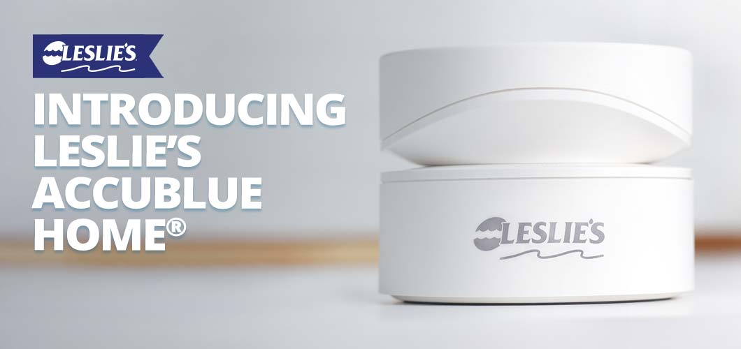 Introducing Leslie's AccuBlue Home, the newest digital water test and at-home pool chemical monitor