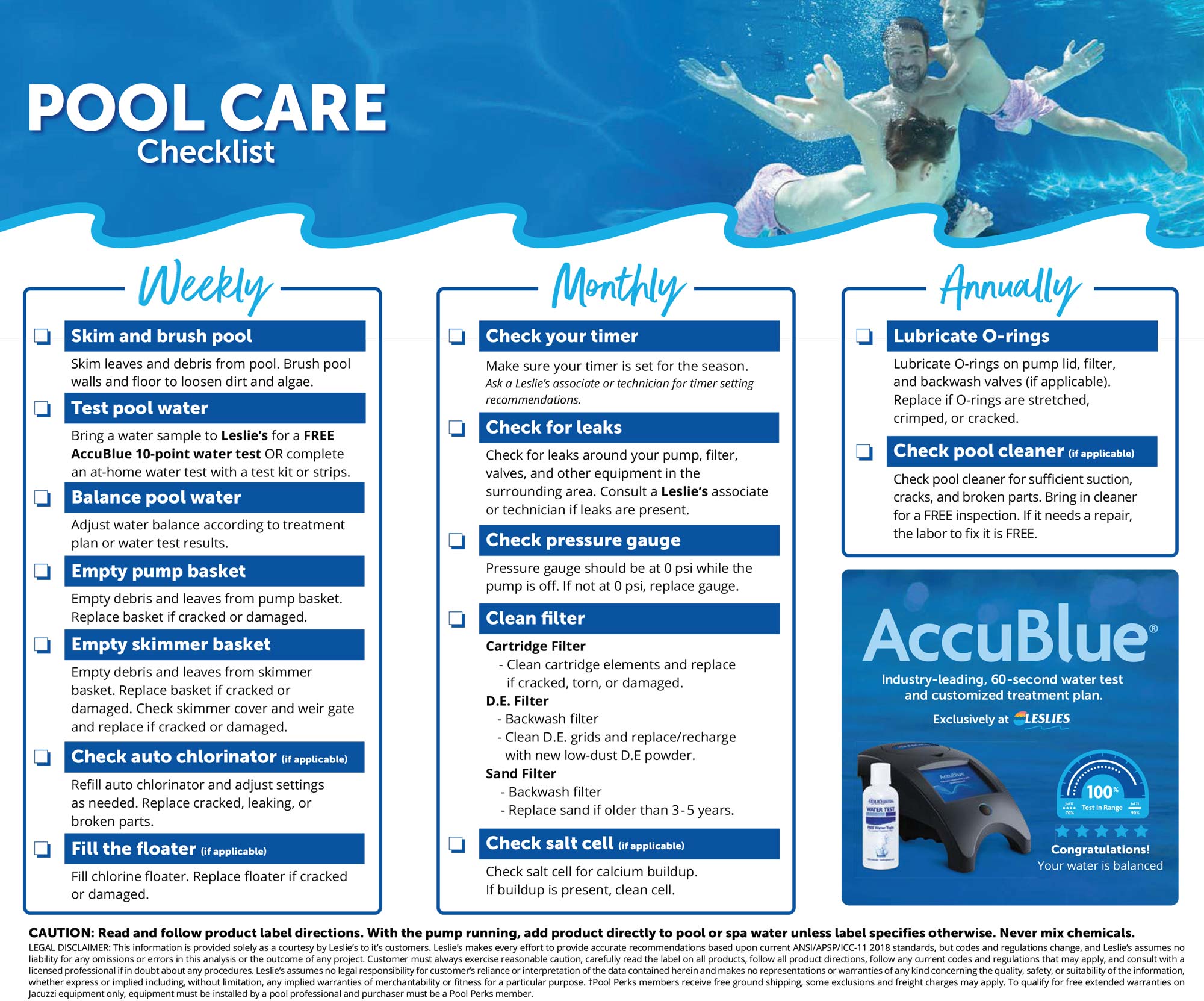 Leslie's Pool Care Checklist